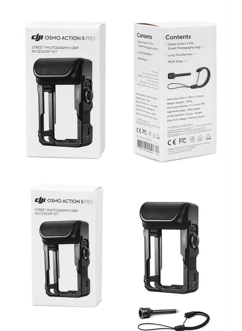 دي جي آي **إطار معدني Osmo Action 5 Pro Street Grip – تحكم مريح باليد اليمنى، تصميم تحرير سريع، حامل Cold Shoe وزر غالق كلاسيكي، لون أسود** - Image 5